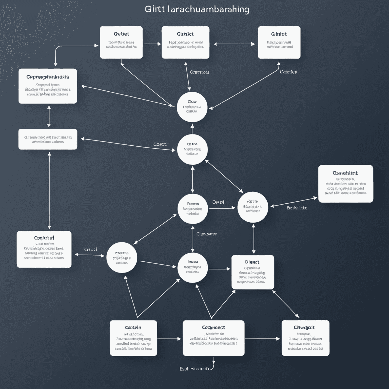 Imagen que muestra un diagrama de ramificación de Git con comandos avanzados y flujos de trabajo